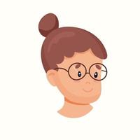 Woman face with glasses. Vector illustration in flat style