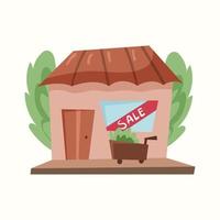 Shop with a sale. Vector illustration in flat style