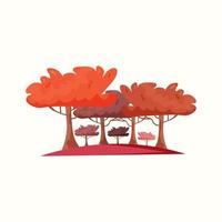 Autumn forest of trees. Vector illustration in flat style