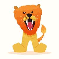 Ferocious lion. Vector illustration in flat style