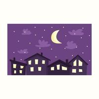 Night city. Vector illustration in flat style