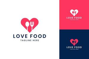 amo la comida espacio negativo diseño de logotipo vector