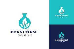 leaf laboratory negative space logo design vector