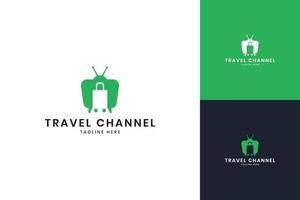 travel television negative space logo design vector