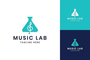 music lab negative space logo design vector