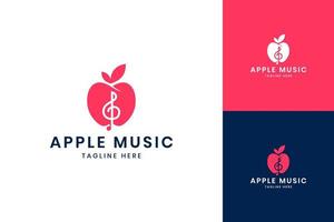 diseño de logotipo de espacio negativo de música de manzana vector