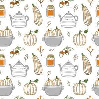 Cute seamless pattern with autumn elements vector