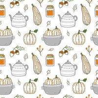 Cute seamless pattern with autumn elements vector