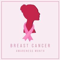 silhouette woman wearing a necklace bow. breast cancer awareness month vector