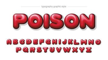 red rounded 3d cartoon artistic font typography vector