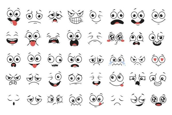 Premium Vector  Female face expression doodle funny cute emotion