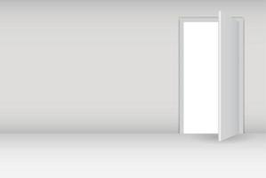 Open white door on a white wall vector illustration