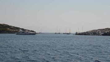 Yacht movement in the Mediterranean Sea near Bodrum, Turkey
