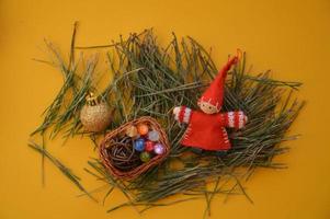 Composition of new year and christmas toys photo
