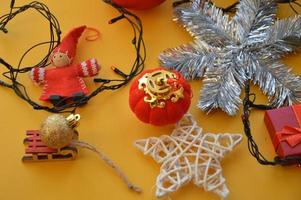 Composition of new year and christmas toys photo
