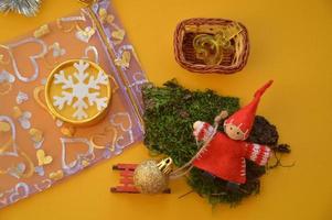 Composition of new year and christmas toys photo