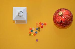 Composition of new year and christmas toys photo