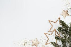 Christmas decor background. Flat lay, top view. photo