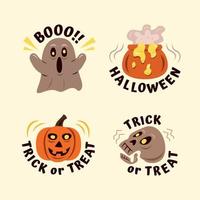 Set of Hand Drawn Halloween Labels with Spooky Elements. vector