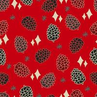 cones with stars and snowflakes vector seamless pattern. Winter background for invitations, greeting cards and wrapping paper