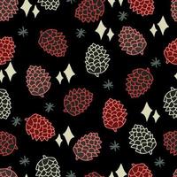 cones with stars and snowflakes vector seamless pattern. Winter background for invitations, greeting cards and wrapping paper