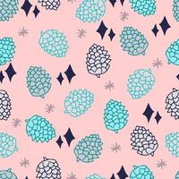 cones with stars and snowflakes vector seamless pattern. Winter background for invitations, greeting cards and wrapping paper