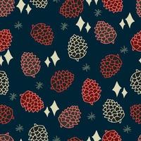 cones with stars and snowflakes vector seamless pattern. Winter background for invitations, greeting cards and wrapping paper