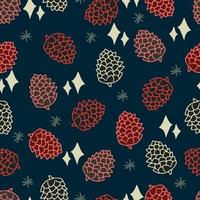 cones with stars and snowflakes vector seamless pattern. Winter background for invitations, greeting cards and wrapping paper