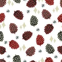 cones with stars and snowflakes vector seamless pattern. Winter background for invitations, greeting cards and wrapping paper