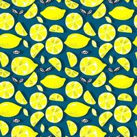 vector seamless pattern lemons and sliced lemons on a background. Summer lemon pattern for background, fabric, paper, textile, invitations, web pages.