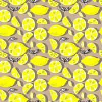 vector seamless pattern lemons and sliced lemons on a background. Summer lemon pattern for background, fabric, paper, textile, invitations, web pages.