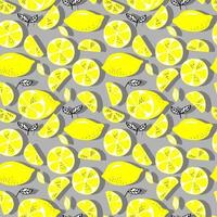vector seamless pattern lemons and sliced lemons on a background. Summer lemon pattern for background, fabric, paper, textile, invitations, web pages.