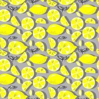 vector seamless pattern lemons and sliced lemons on a background. Summer lemon pattern for background, fabric, paper, textile, invitations, web pages.