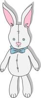 vector white rabbits doll toys with bows and eyes with buttons Background for nursery, children's things, fabrics, prints.