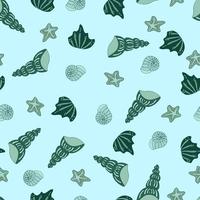 vector seamless pattern seashells and starfish monochrome isolated inhabitants of the seas and oceans underwater world