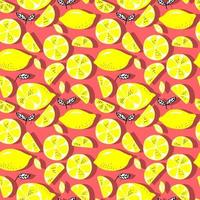 vector seamless pattern lemons and sliced lemons on a background. Summer lemon pattern for background, fabric, paper, textile, invitations, web pages.