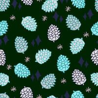 cones with stars and snowflakes vector seamless pattern. Winter background for invitations, greeting cards and wrapping paper