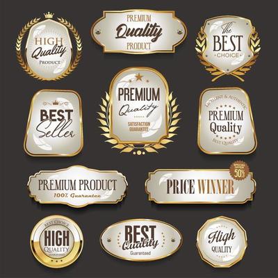 Retro vintage golden labels and badges collection