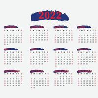 2022 plantilla de calendario vectorial de una página vector