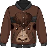 parte delantera de la chaqueta bomber con estampado de cara de toro vector