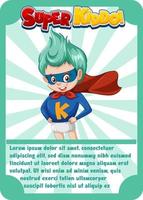 Character game card template with word Super Kiddo vector