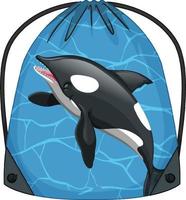 Drawstring backpack with orca whale pattern vector