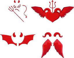 conjunto de decoración de objeto diablo y ángel vector