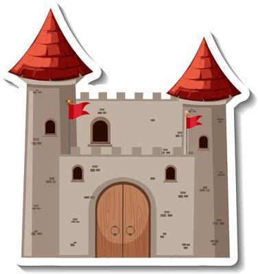 Stone castle and fortress cartoon sticker