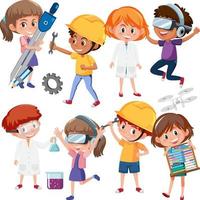 Group of student learning character vector