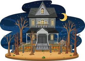 Haunted house at night scene vector