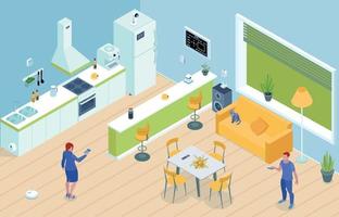 Smart Home Isometric Interior vector