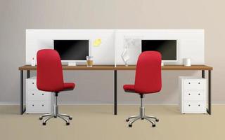 Office Interior Realistic Illustration vector