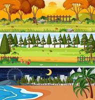 Set of different nature horizontal scenes vector