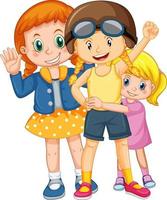 Three cute girls cartoon character vector